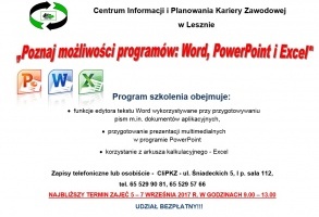 Poznaj możliwości programów: Word, PowerPoint, Excel – bezpłatne szkolenie 
