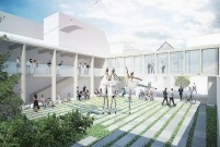 Dziedziniec Miejskiego Biura Wystaw Artystycznych, wejście od ulicy Zielonej