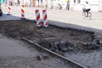 Ulica Słowiańska w Lesznie w trakcie przebudowy (zdj. 20.08.2018)