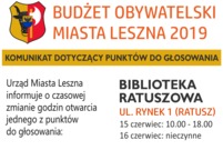 BO2019 - Zmiana godzin otwarcia Biblioteki Ratuszowej