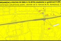 Schemat organizacji ruchu - zamknięcie południowej jezdni Al. Jana Pawła II