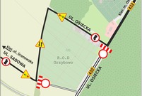 Schemat dojazdu do cmentarza komunalnego przy ul. Osieckiej w Lesznie