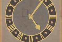 Projekt tarczy zegarowej: złote wskazówki i cyferblat na ciemnym tle