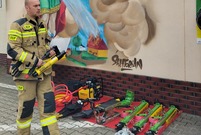 Prezentacja sprzętu strażackiego zakupionego z Budżetu Obywatelskiego Miasta Leszna na rok 2021