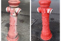 Hydrant przed i po renowacji