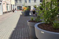 Kolorowe donice na ul. Wolności