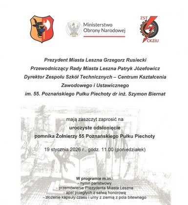 Odsłonięcie pomnika Żołnierzy 55 Poznańskiego Pułku Piechoty