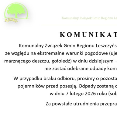 Komunikat Przewodniczącego KZGRL