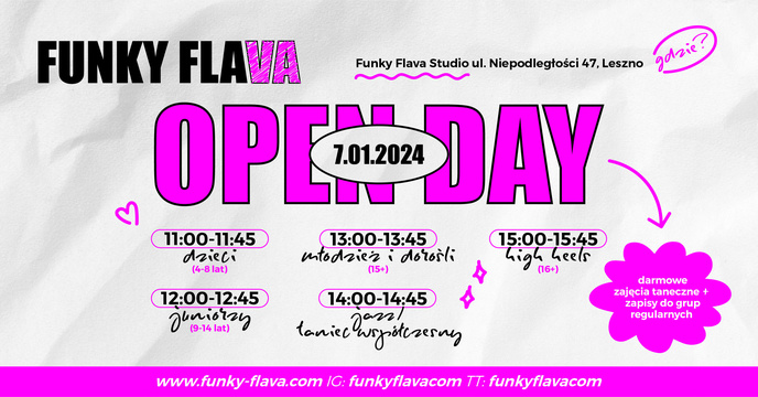 Funky Flava Open Day - Darmowe zajęcia taneczne i zapisy do grup!