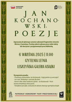 Narodowe Czytanie. Jan Kochanowski. Fraszki - Pieśni - Treny