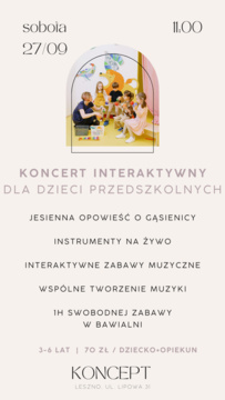 KONCERT INTERAKTYWNY dla dzieci w wieku przedszkolnym