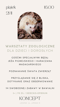 WARSZTATY ZOOLOGICZNE dla dzieci i dorosłych
