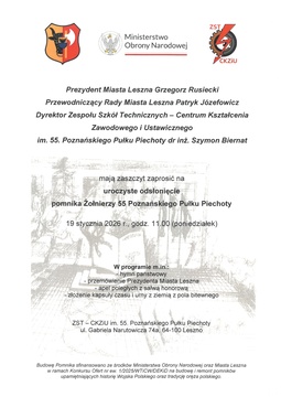 Odsłonięcie pomnika Żołnierzy 55 Poznańskiego Pułku Piechoty