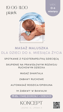 MASAŻ MALUSZKA - zajęcia dla rodziców dzieci do 6. miesiąca życia
