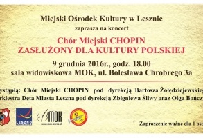 Uroczysty Koncert Chóru Miejskiego Chopin - Zasłużony dla Kultury Polskiej