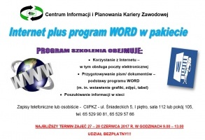 Internet plus program WORD w pakiecie – bezpłatne szkolenie 