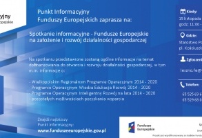 Spotkanie Informacyjne - Fundusze Europejskie na założenie i rozwój działalności gospodarczej