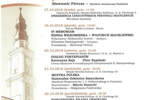 XX Jubileuszowy Leszczyński Festiwal Muzyczny im. Romana Maciejewskiego