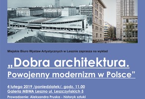 „Dobra architektura. Powojenny modernizm w Polsce” - wykład w Galerii MBWA Leszno