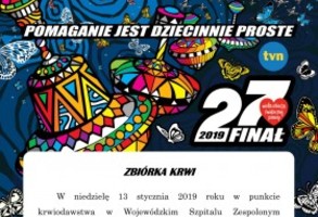 Zbiórka Krwi dla WOŚP 2019