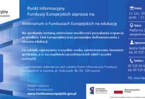 Webinarium o Funduszach Europejskich na edukację 