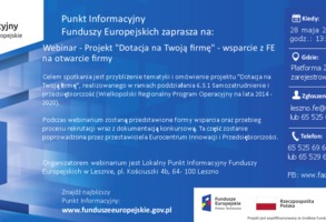 Projekt „Dotacja na Twoją firmę” – wsparcie z FE na otwarcie firmy