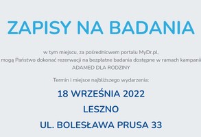 Adamed dla Rodziny - informacja dotycząca zapisów 