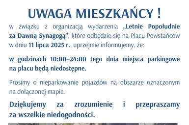 Plac Powstańców zamknięty w dniu 11 lipca 