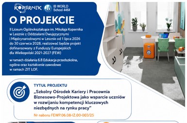 W II LO od 1 września rusza ciekawy projekt z Funduszy Europejskich